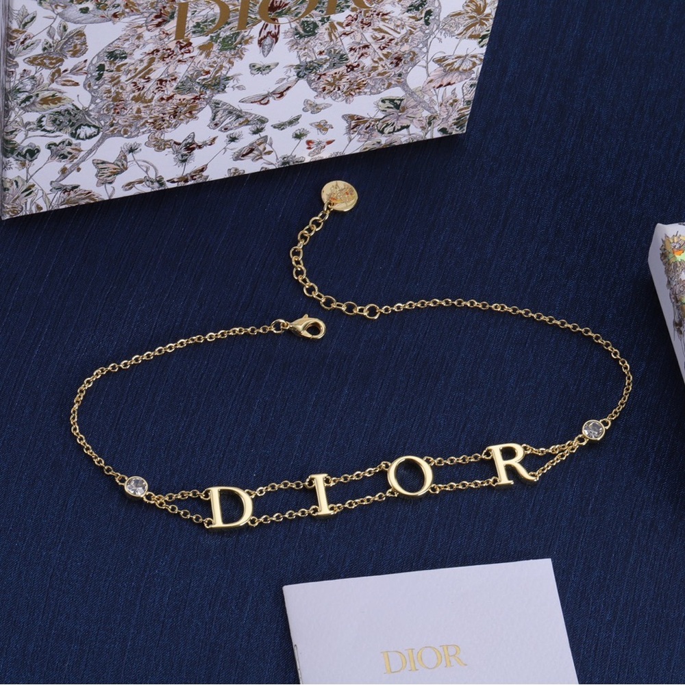 Dior Gold Letter Charm Necklace